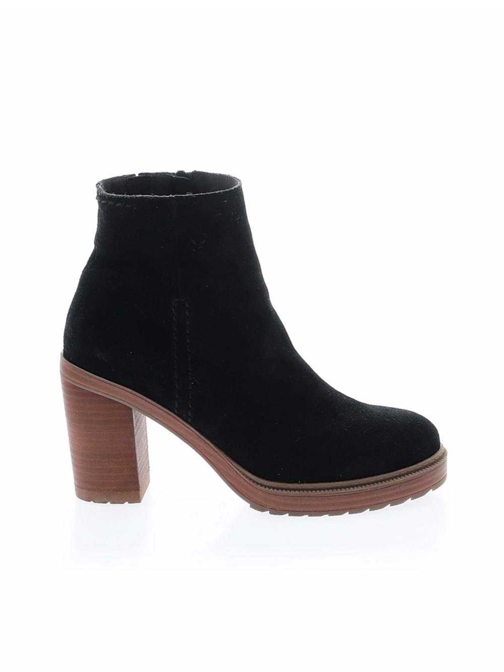 Crown Vintage Black Suede Block Heel Ankle Booties